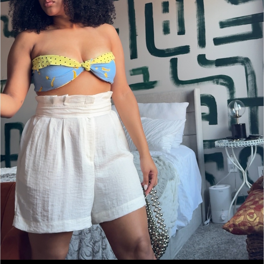 Cream linen shorts